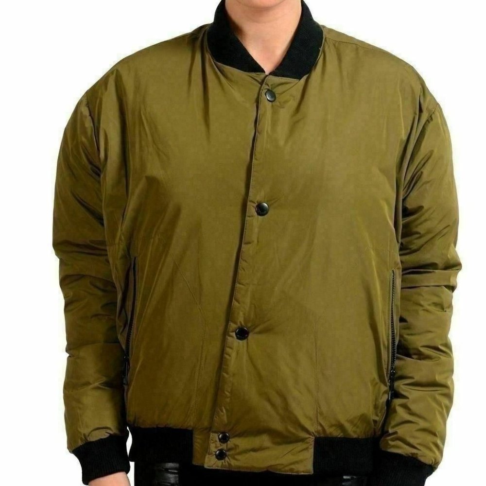Just Cavalli Olive Green Down Parka Bomber Jacket